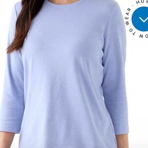 Kim Rogers Women's 3/4 Sleeve Scenic Print T-Shirt in Vizini Peri Pd